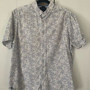 Denim & Flower White and Blue Floral Men's Dress Shirt